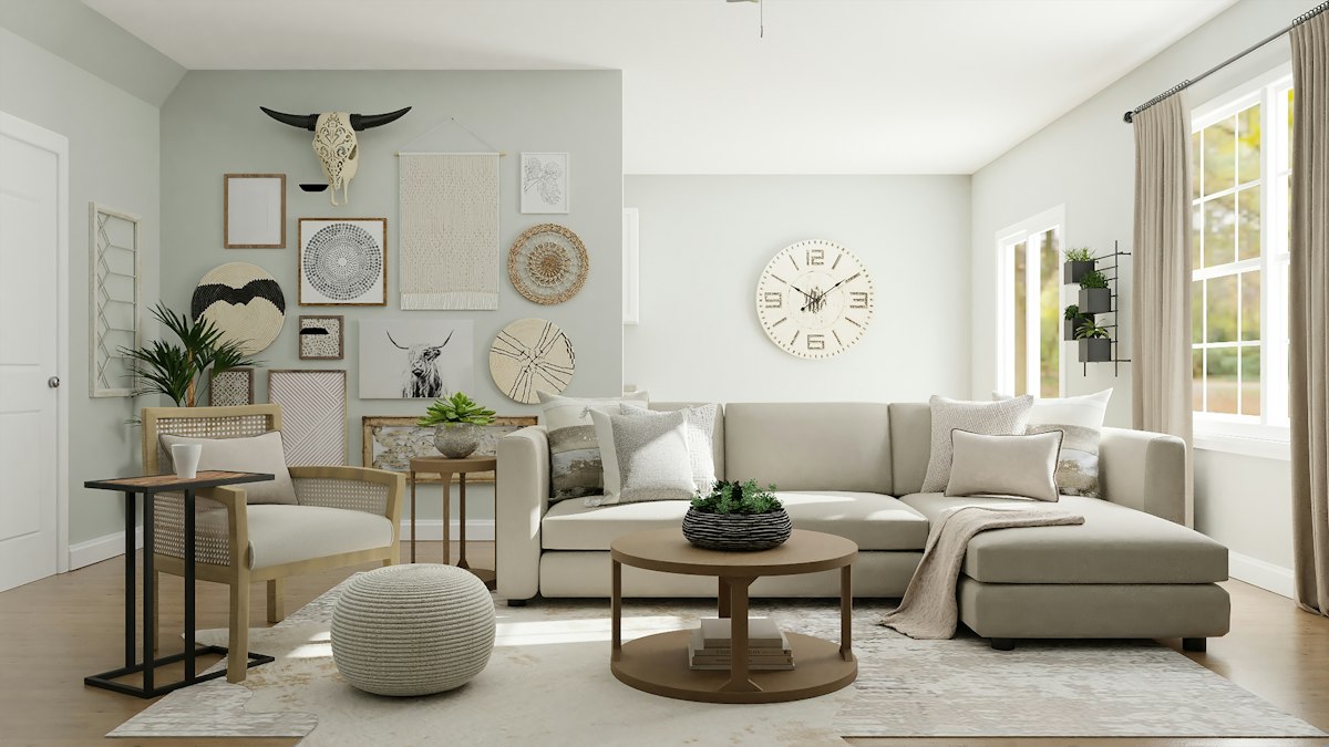 Living room collection — sofa and oak coffee table